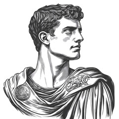 Roman man vintage illustration isolated on transparent background. Generative AI