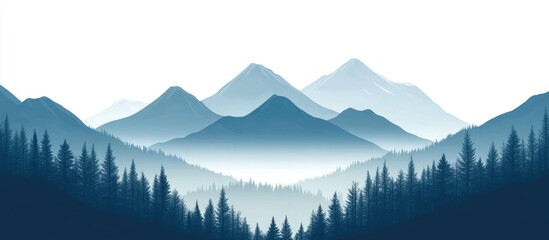 Obraz premium Ai Generated Mountain Landscape With Forest On White Background