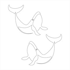 PrintContinuous one line drawing of orca whale. One line drawing illustration of whale killer fish. World aquatic animal day 