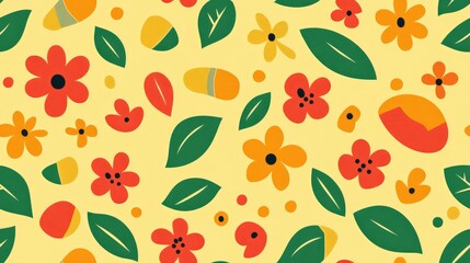 Doodle pattern suitable for various applications including wallpaper wrapping paper mug prints and baby apparel Raster illustration featuring a cute background with a seamless design in yellow red