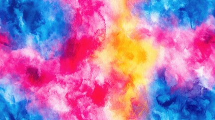 Bright Tie Dye Pattern with Neon Colors Seamless Watercolor Texture Shibori Dye Effect