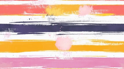 Seamless Summer Pattern with Sailor Stripes in Autumn Colors of Yellow Orange Pink Purple Grey and White Vintage Retro Textile Design Creative Horizontal Banner featuring Watercolor Prints