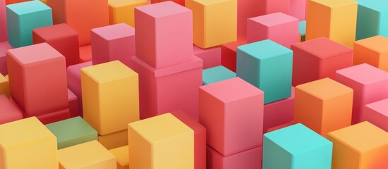 Obraz premium 3D Abstract Concept Colorful Wooden Block Game With Empty Space