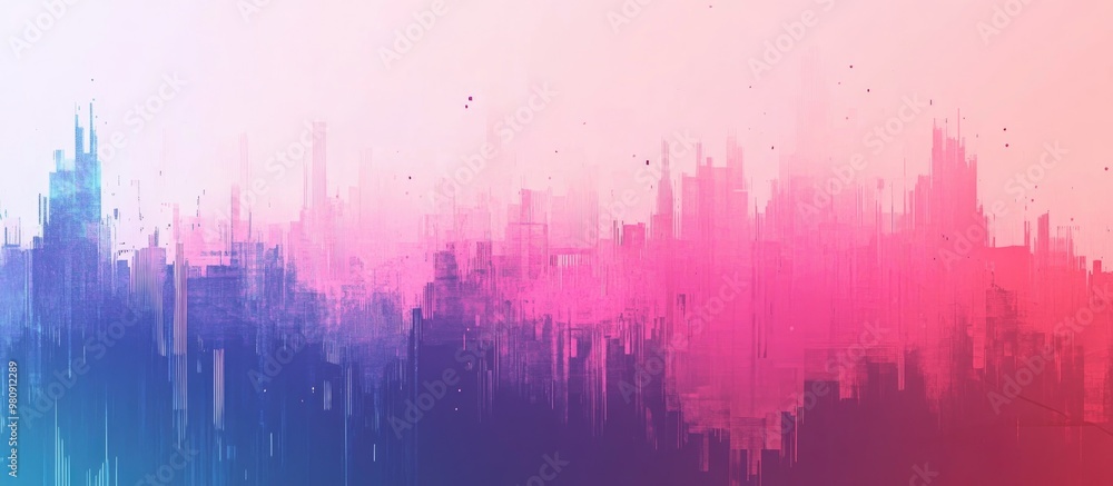Poster abstract background with digital glitch effect and gradient blur