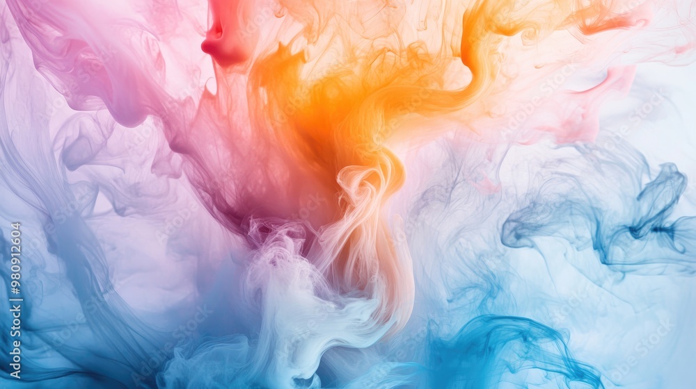 Aufkleber digital abstract background colorful macro photography of ink with ethereal organic texture