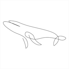 Obraz premium PrintContinuous one line drawing of orca whale. One line drawing illustration of whale killer fish. World aquatic animal day 
