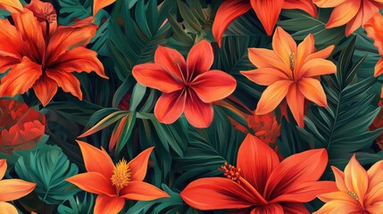 Red Amaryllis Orange Strelitzia Orange