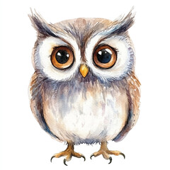 Owl watercolor clipart illustration isolated