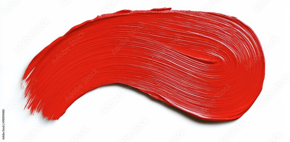 Poster a dark red brush stroke is isolated on a transparent background with dark red brush splashes.