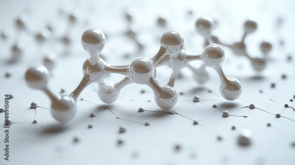 Poster abstract representation of molecular structures in a scientific context.