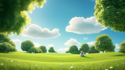 Serene Animated Landscape with Guinea Pig