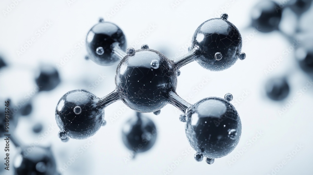 Poster 3d molecular structure representation in a scientific context.