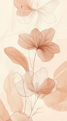 Pale Floral Abstraction with Pastel Line Art for Framing