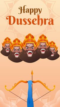  Dussehra, also known as Dasara or Dashain, is a major Hindu festival celebrated yearly at the end of Durga Puja and Navaratri&mdash;happy Dussehra greetings to all. Vertical template and wish card.
