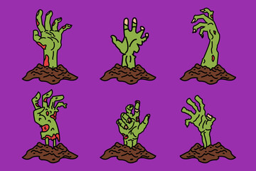 Zombie Hand Bundle Vector Ilustration