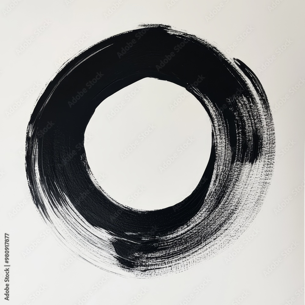 Poster drawing a brush on a transparent png file of an isolated black circle of circular shapes.