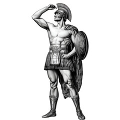 Roman man vintage illustration isolated on transparent background. Generative AI