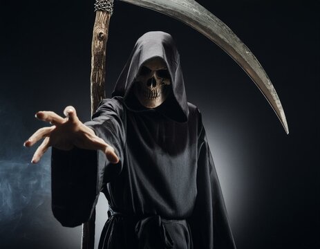 Faucheuse grim atteignant vers la cam&eacute;ra