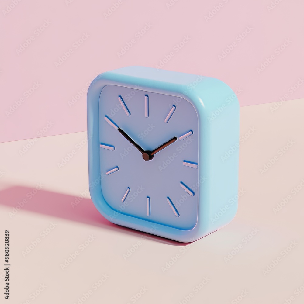 Poster an icon of a clock rendered in 3d on a white background