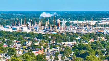 Aerial View of Toledo Refinery and Suburban Contrast