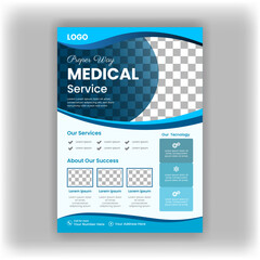Medical healthcare flyer design template, Corporate Medical Flyer Minimal and clean medical flyer design vector template, Healthcare Flyer Layout with Blue Accents, medical a4 flyer design template.