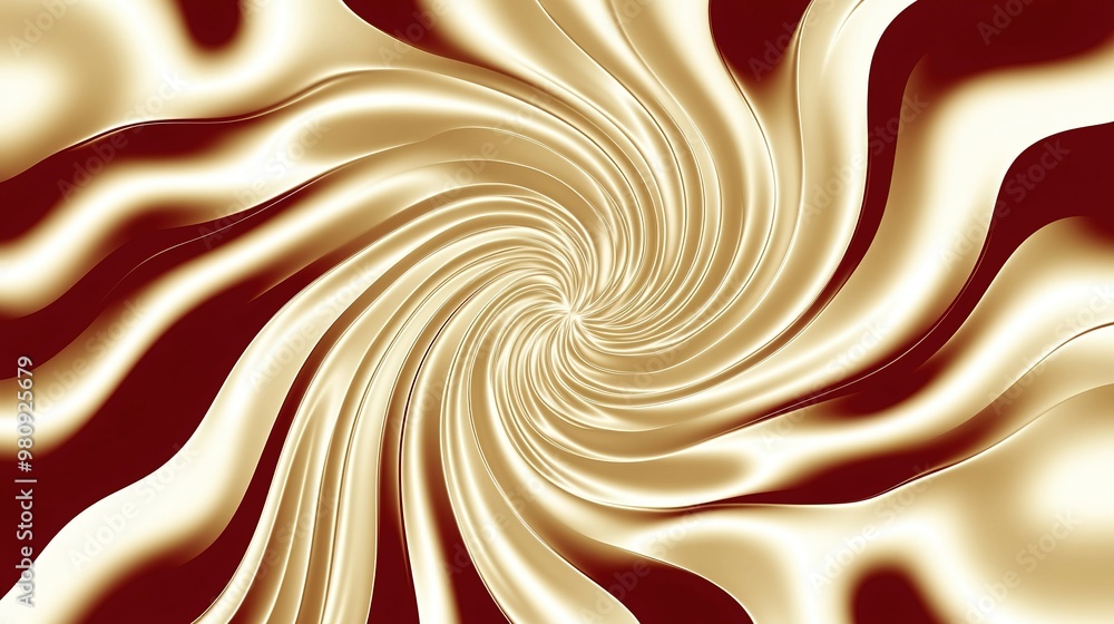 Poster Swirling gold and cream patterns create a captivating abstract design reminiscent of flowing fabric or liquid art