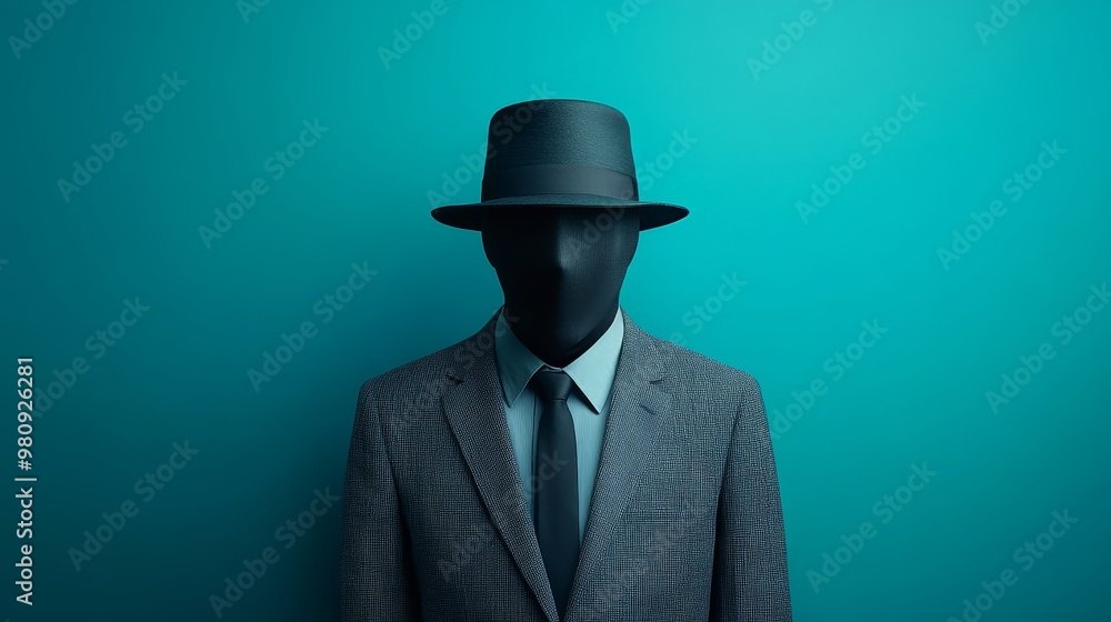 Sticker A man in a suit and hat is standing in front of a blue wall