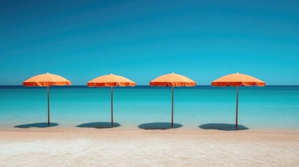 Minimalist Coastal Getaway: Serene Umbrellas on Sand