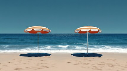 Modern Beach Scene with Minimalist Sun Protection