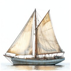 Obraz premium Vintage Sailing Ship with White Sails in Calm Water.
