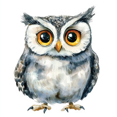 Owl watercolor clipart illustration isolated