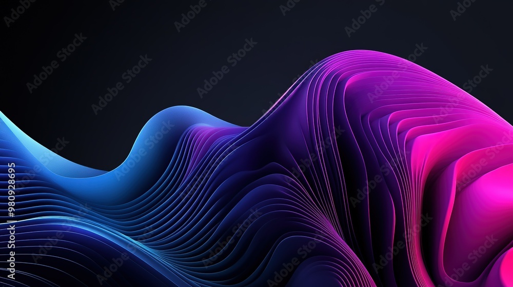 Aufkleber colorful abstract wave patterns create a mesmerizing visual experience in a dark background during a