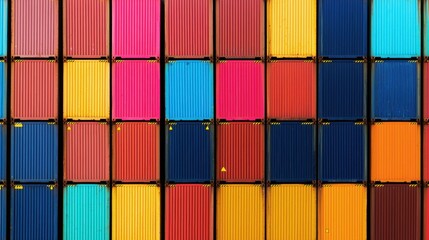 Obraz premium Colorful Shipping Containers in a Grid Arrangement