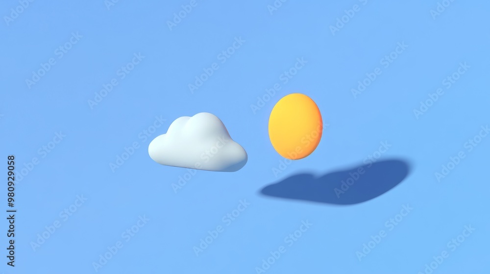 Poster modern minimalist design with a partially clouded sun symbolizing partly cloudy weather