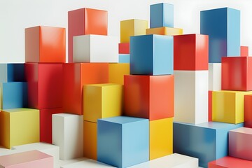 Obraz premium Vibrant Modular Cube Study in Saturated Color Geometric Composition