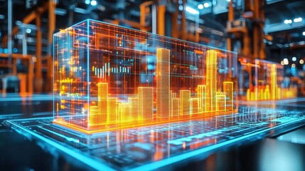 Futuristic Cityscape with Digital Overlay Concept