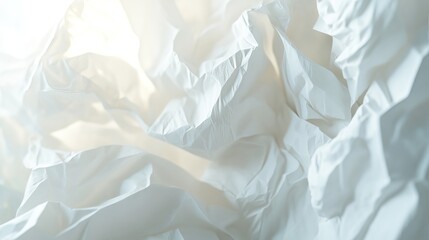 Crumpled white paper with soft lighting, abstract