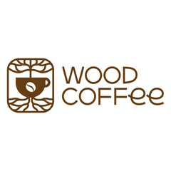 wood coffee flat minimalist logo design