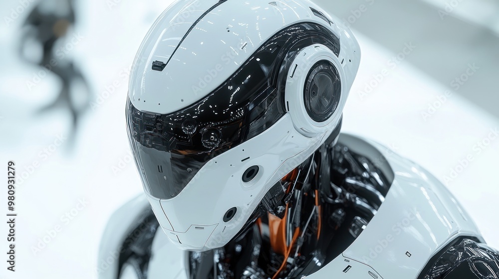 Aufkleber futuristic humanoid robot with sleek design and advanced features.