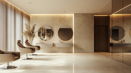 Multipanel large mirrors provide clients with multiple viewing angles during their service