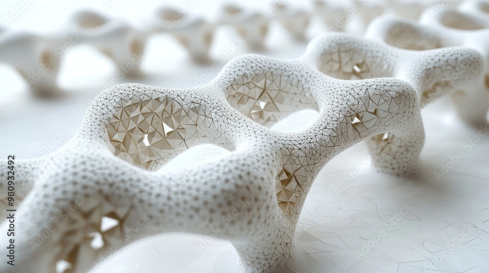 Poster abstract structure resembling organic forms with intricate design.
