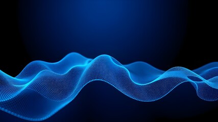 Abstract blue waves on a dark background with light lines