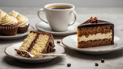 chocolate cake with coffee