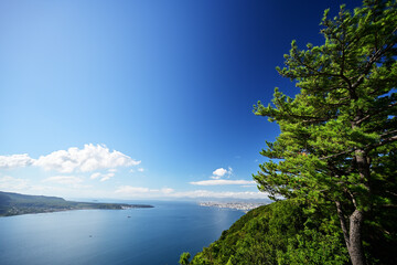 晴れの日の錦江湾の風景