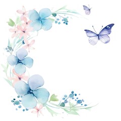 Fototapeta premium Flower butterfly frame border pattern plant petal.