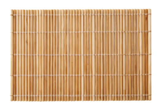Bamboo sushi rolling mat isolated with transparent background.