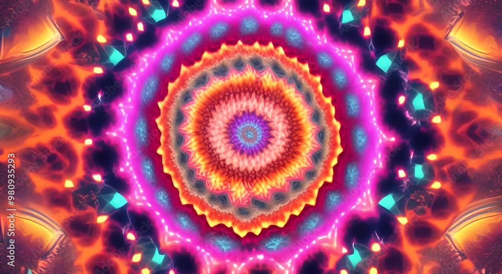 Aufkleber 3d kaleidoscope mandala abstract background of trippy art psychedelic trance to open third eye with 
