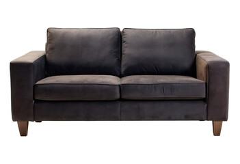 Fototapeta premium Black sofa isolated with transparent background.