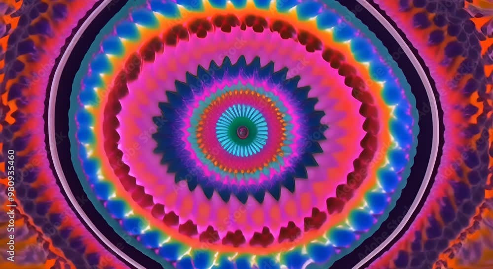 Poster 3d kaleidoscope mandala abstract background of trippy art psychedelic trance to open third eye with 