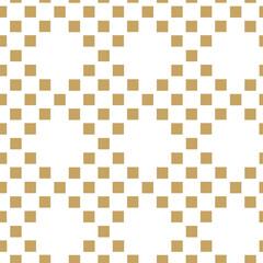 Abstract geometric pattern with crosses, stripes, lines. Seamless vector background. White and gold ornament. Modern reticulated graphic design.